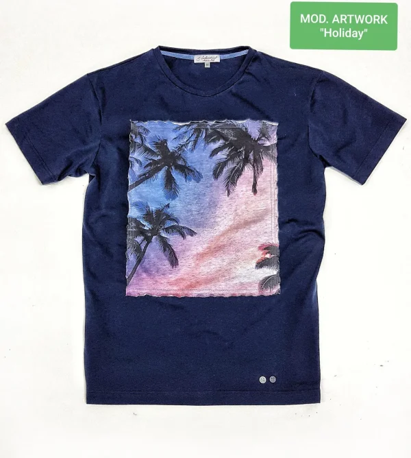 T-shirt made in italy 100% cotone jersey pettinato "MODELLO PALMS"