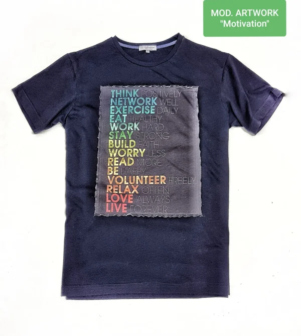 T-shirt made in italy 100% cotone jersey pettinato "MODELLO MOTIVATION"