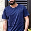 T-shirt made in italy basic con inserto fantasia 100% cotone jersey pettinato "MODELLO POCHETTE"