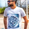 T-shirt made in Italy Fantasia Cube 100% fresco cotone jersey pettinato design cube
