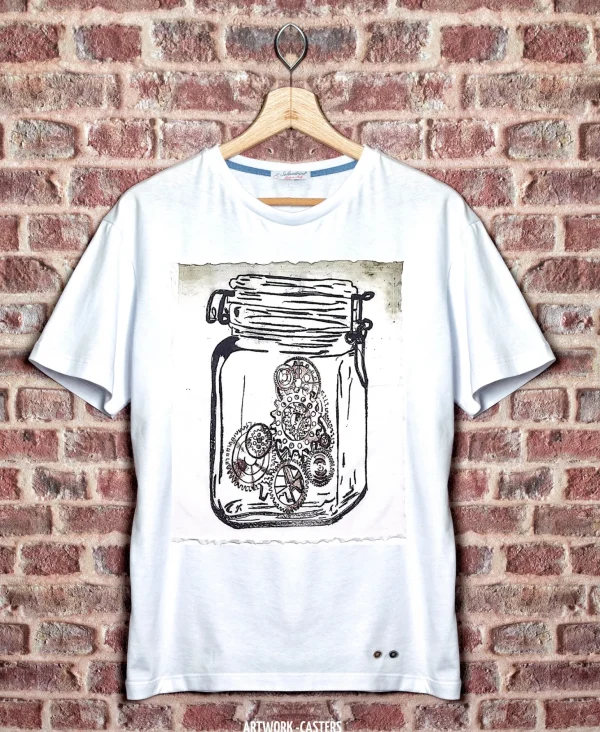 T-shirt made in Italy fantasia Casters 100% cotone jersey pettinato -DESIGN Casters-