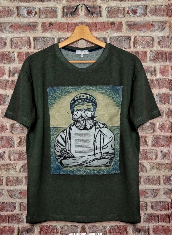T-shirt made in Italy fantasia HIPSTER 100% cotone jersey pettinato -DESIGN HIPSTER-
