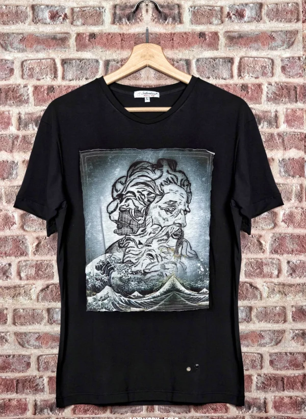 T-shirt made in Italy fantasia Eolo 100% cotone jersey pettinato -DESIGN Eolo -
