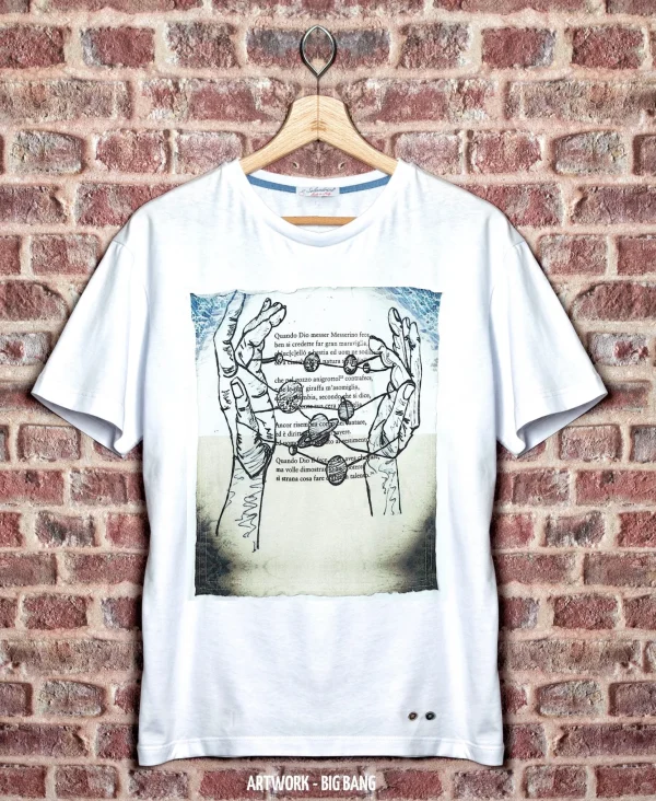 T-shirt made in Italy fantasia Big Bang 100% cotone jersey pettinato