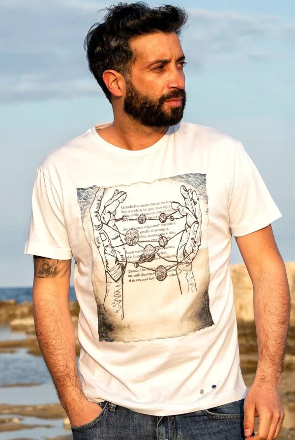 T-shirt made in Italy fantasia Big Bang 100% cotone jersey pettinato
