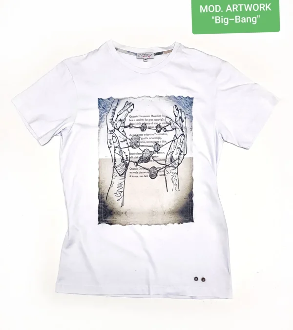 T-shirt made in Italy fantasia Big Bang 100% cotone jersey pettinato