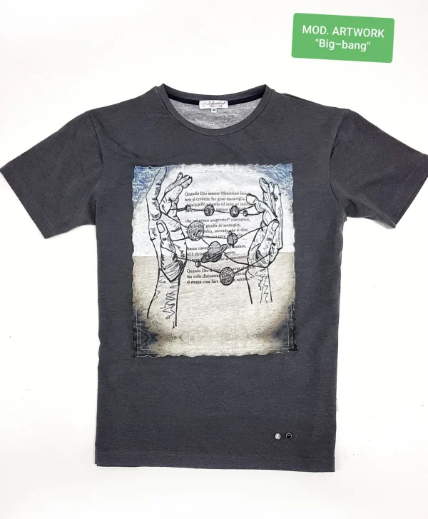 T-shirt made in Italy fantasia Big Bang 100% cotone jersey pettinato