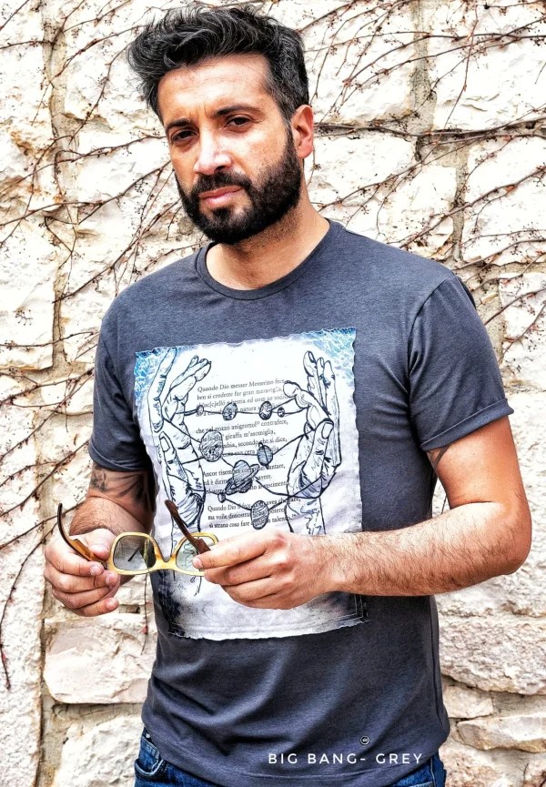 T-shirt made in Italy fantasia Big Bang 100% cotone jersey pettinato
