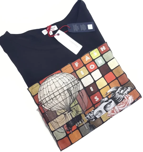 Tshirt made in Italy fantasia Rebus fashion 100% cotone jersey pettinato -DESIGN -
