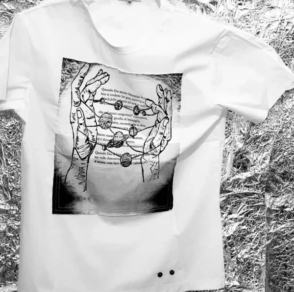 T-shirt made in Italy fantasia Big Bang 100% cotone jersey pettinato