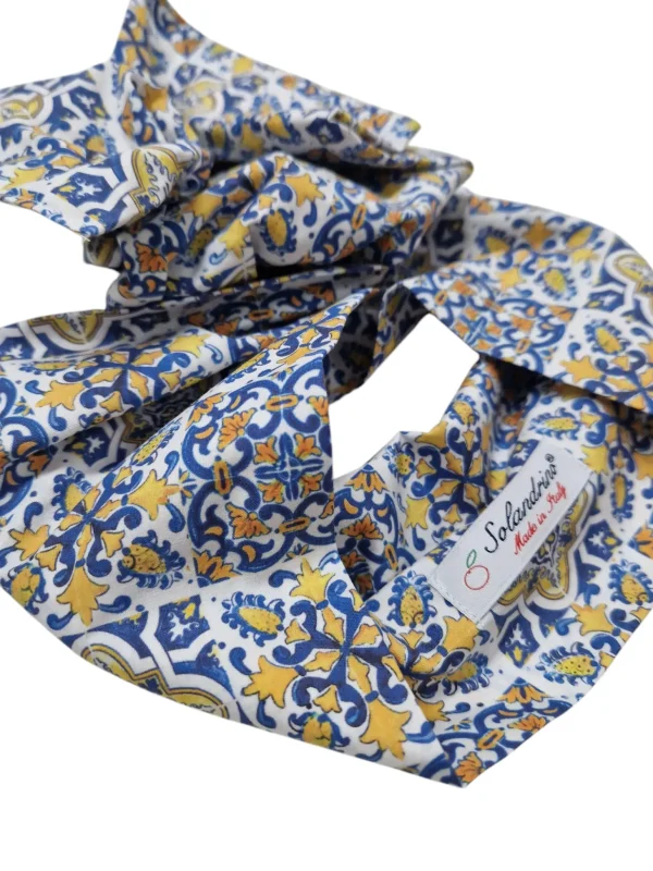 Turbante Fantasia Design Maiolica Capri cotone  Made in Italy Fascia Capelli hairband