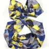 Turbante fantasia giallo blu  Fashion in cotone fascia capelli design japan hill hairband Made in Italy
