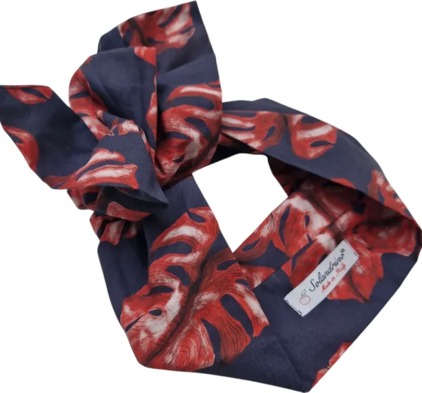 Turbante Fantasia Rosso Design puro cotone  Made in Italy Fascia Capelli hairband