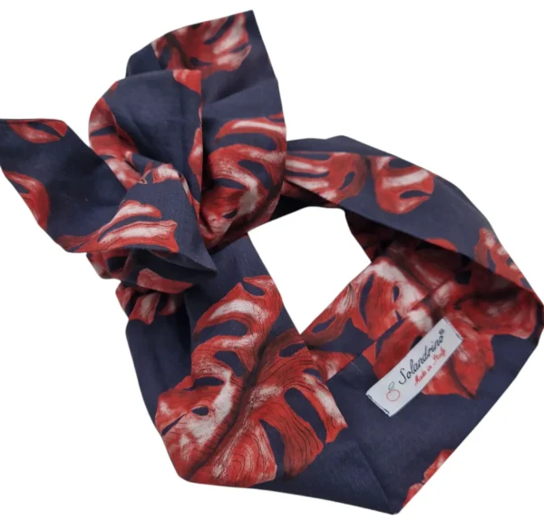 Turbante Fantasia Rosso Design puro cotone  Made in Italy Fascia Capelli hairband