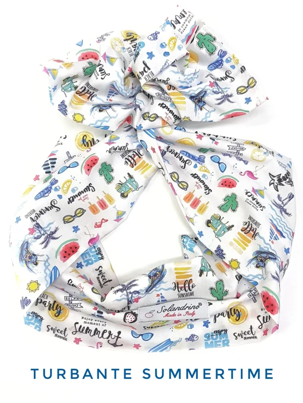 Turbante fantasia summertime design cotone  made in Italy fascia capelli hairband