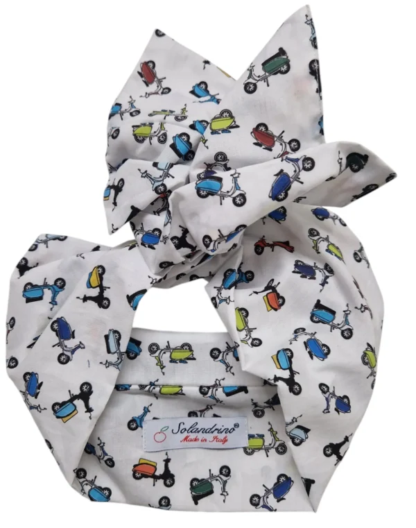 Turbante Fantasia Vespa Design puro cotone  Made in Italy Fascia Capelli hairband