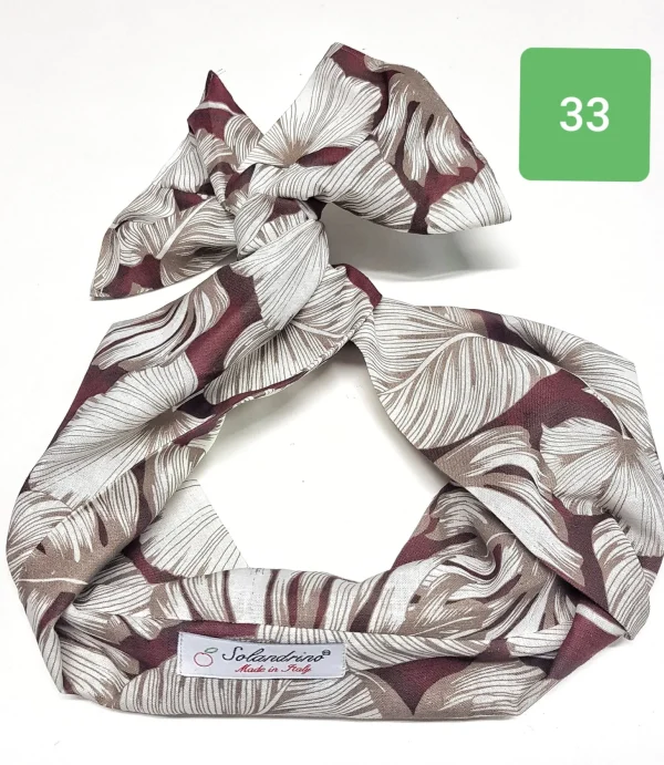 Turbante Fashion Fantasia design foliage rosso beige 33 Made in Italy