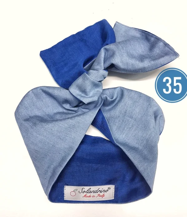 Turbante Fashion Fantasia design bicolore blu azzurro 35 Made in Italy