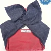 Turbante Fashion in cotone design DENIM POIS double face rosso in Italy