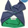 Turbante Fashion in cotone blue Denim Lisbona verde Made in Italy