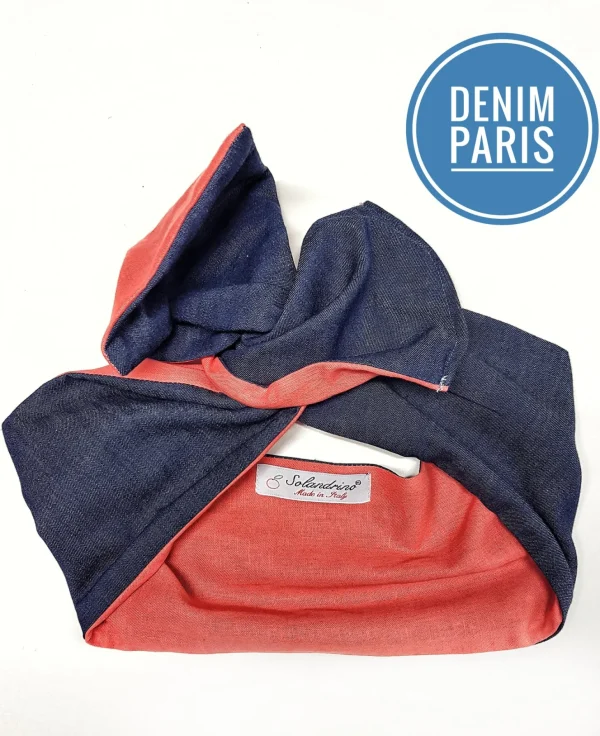 Turbante Fashion in cotone Denim Paris rosso arancio Made in Italy