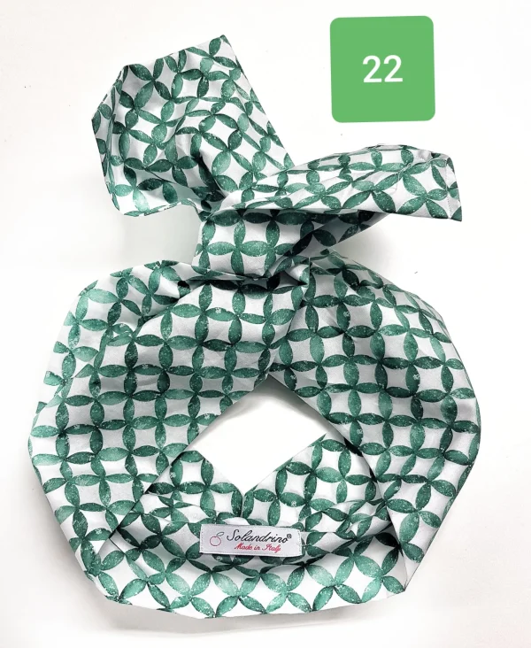Turbante Fashion in cotone Fantasia design green 22 Made in Italy