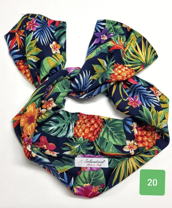 Turbante Fashion in cotone Fantasia design hawaii 20 Made in Italy