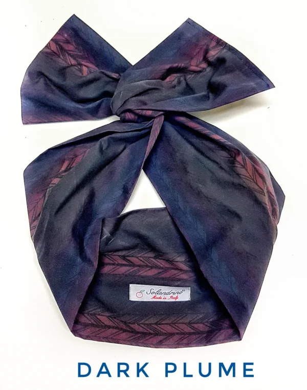 Turbante Fashion in cotone fascia capelli design Dark Plume made in Italy