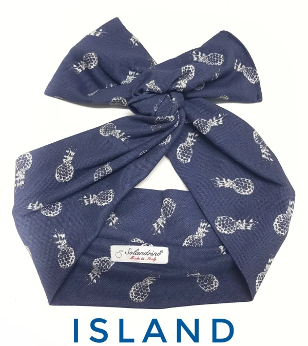 Turbante Fashion in cotone fascia capelli design Island Ananas made in Italy