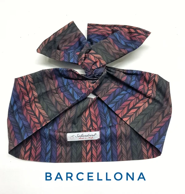 Turbante Fashion in cotone fascia capelli design Barcellona multicolor made in Italy