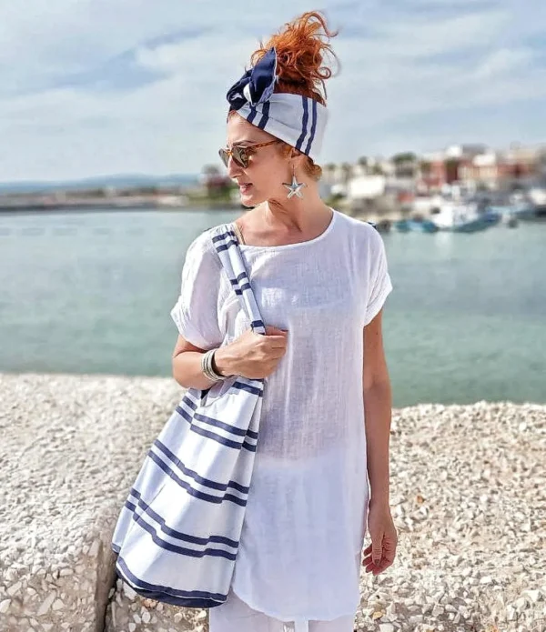 Turbante Fashion in cotone fascia capelli design Marinella made in Italy