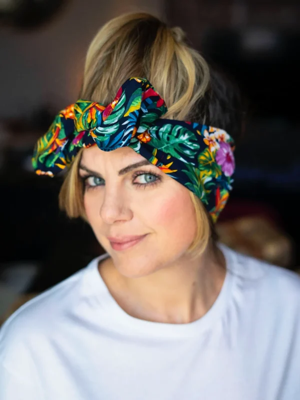 Turbante Fashion in cotone Fantasia design hawaii 20 Made in Italy