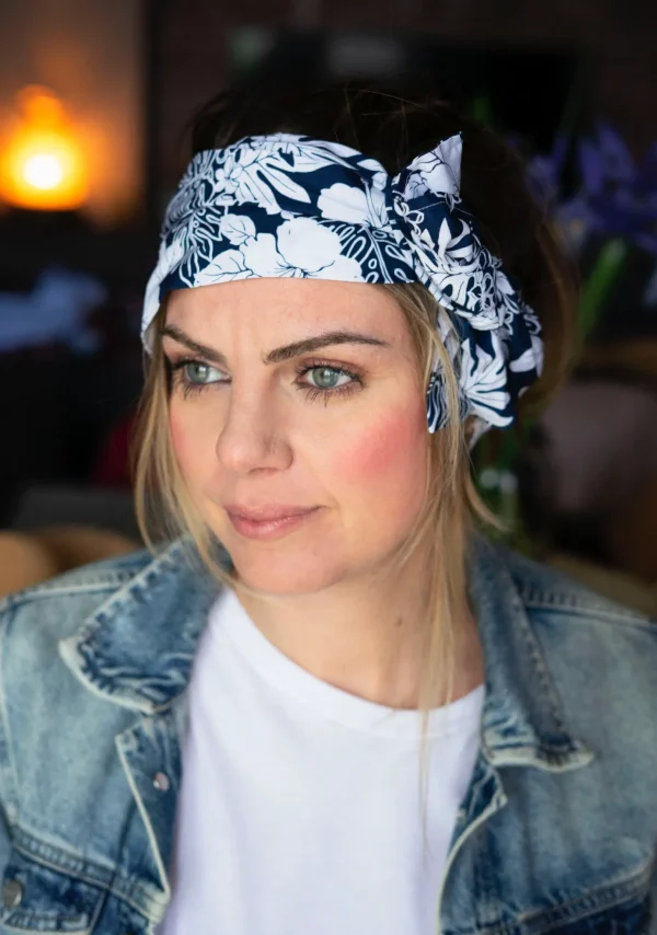Turbante Fashion in cotone Fantasia design flower 25 Made in Italy