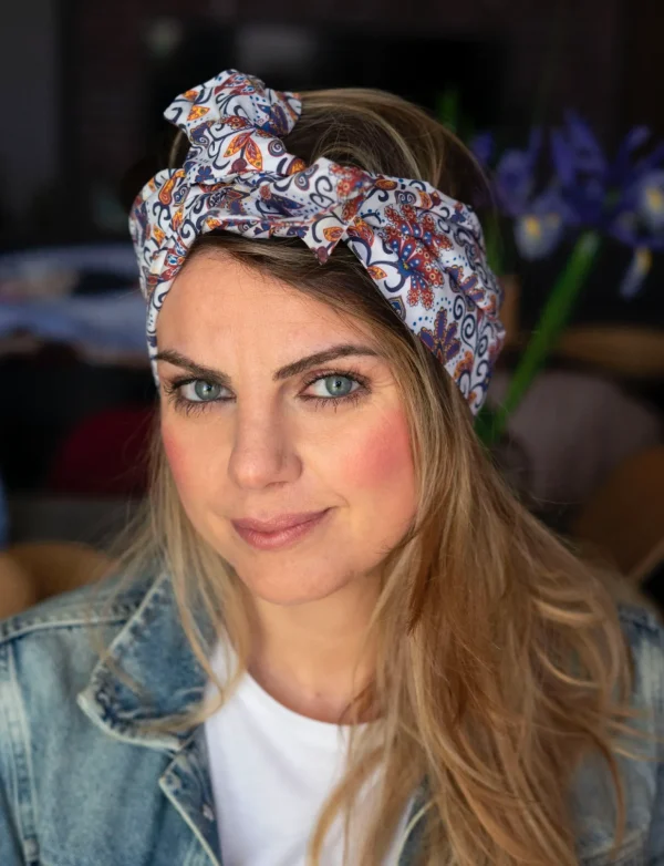 Turbante Fashion in cotone Fantasia design paisley flower 26 Made in Italy