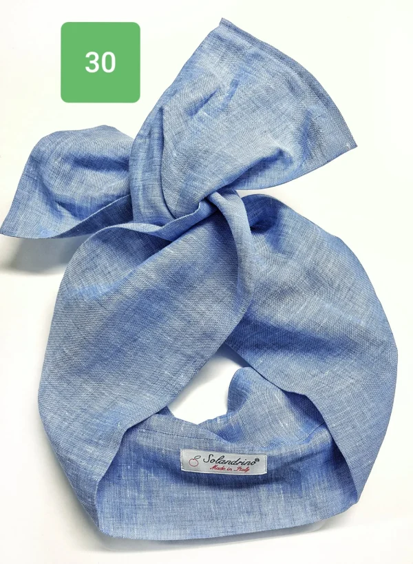 Turbante Fashion in Lino Fantasia design lino azzurro 30 Made in Italy