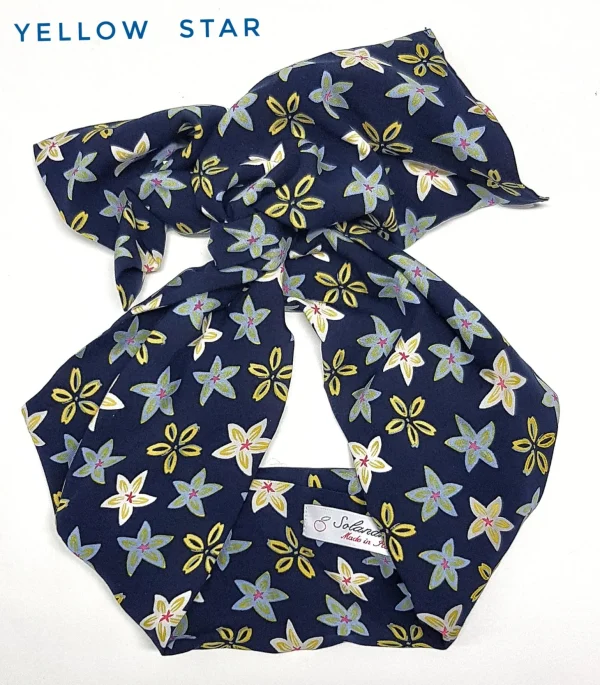 Turbante Fashion in viscosa design yellow star fascia capelli made in Italy