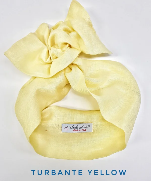 Turbante giallo in lino made in Italy fascia capelli hairband