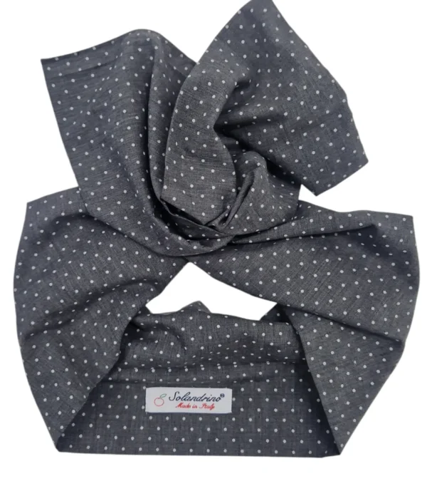 Turbante Grigio Design pois puro cotone  Made in Italy Fascia Capelli hairband