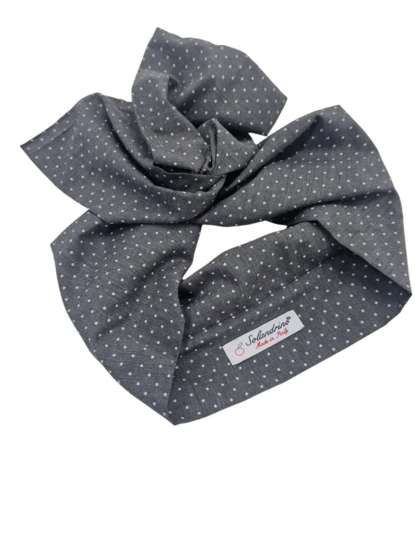 Turbante Grigio Design pois puro cotone  Made in Italy Fascia Capelli hairband