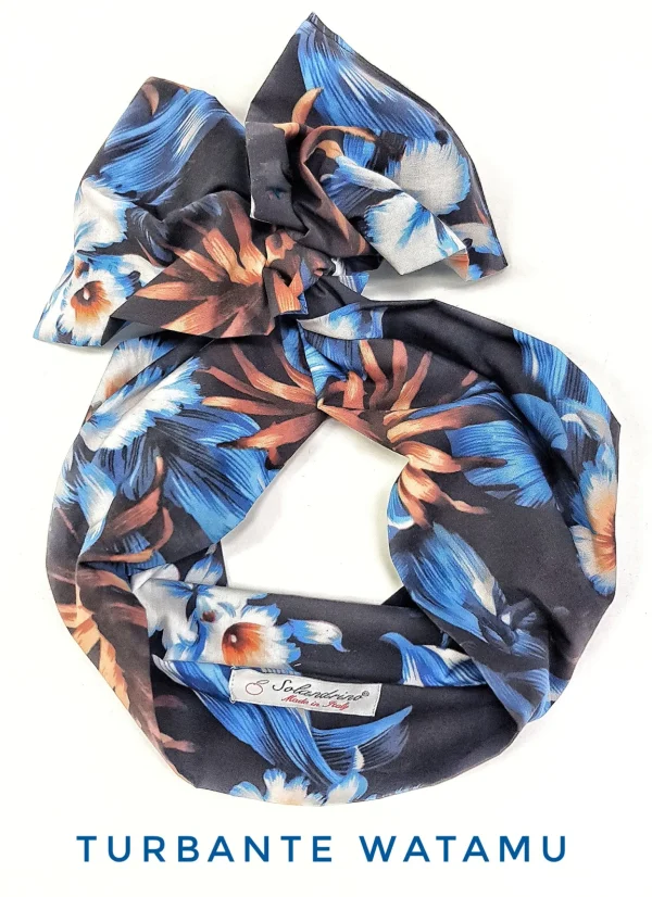Turbante hawaiano floreale  in cotone  made in Italy fascia capelli hairband