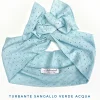 Turbante in Sangallo verde acqua Fashion traforato fascia capelli in cotone design made in Italy striped