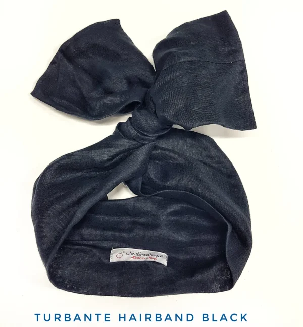 Turbante Nero Fashion in cotone fascia capelli design black hairband Made in Italy