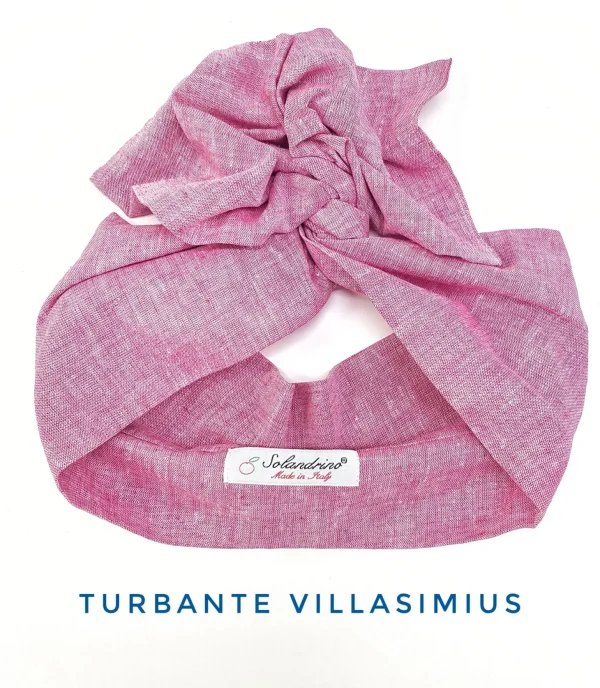 Turbante rosa fucsia in lino made in Italy fascia capelli hairband