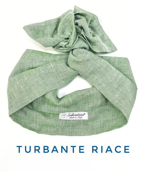 Turbante verde in lino made in Italy fascia capelli hairband