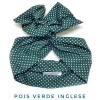 Turbante verdone fantasia pois verde inglese Fashion fascia capelli in cotone design pois dark green hairband Made in Italy